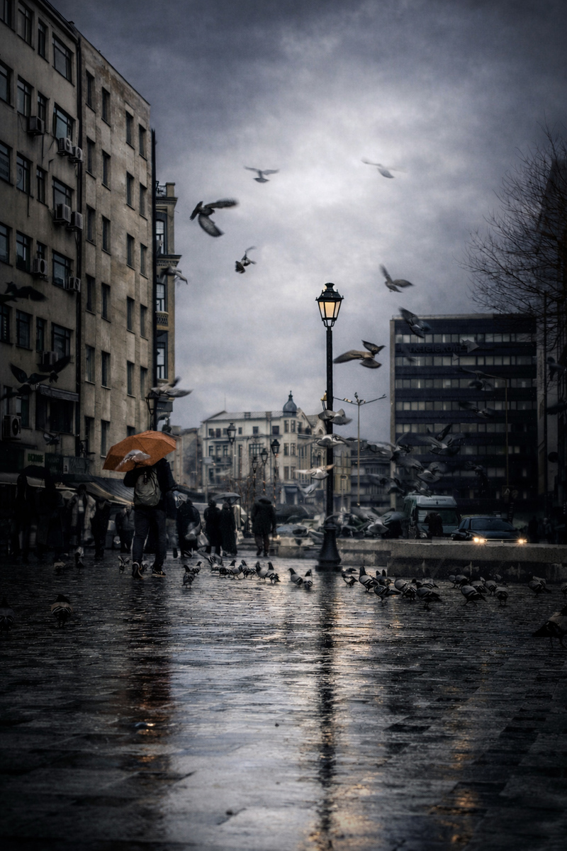 أصوات الأجنحة في المطر