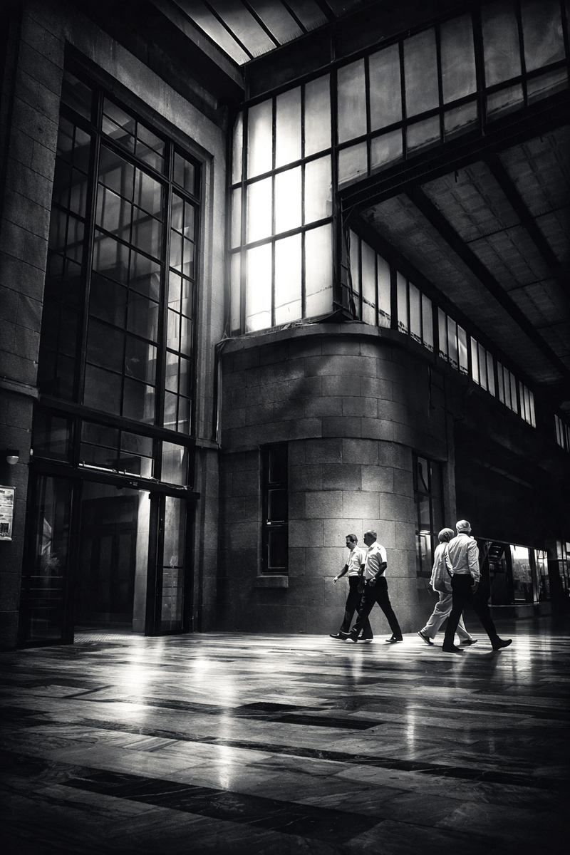 Beim Durchgang durch Stein und Licht ( b&w Version)