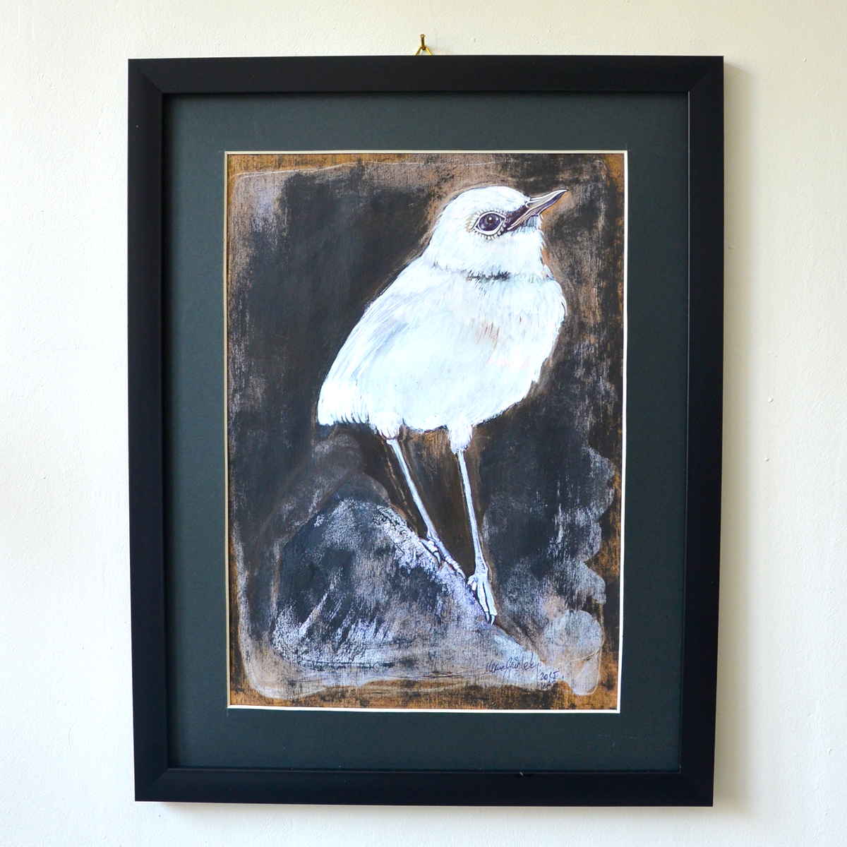 Der weiße Vogel der Hoffnung | Gerahmtes Original-Kunstwerk Gemälde