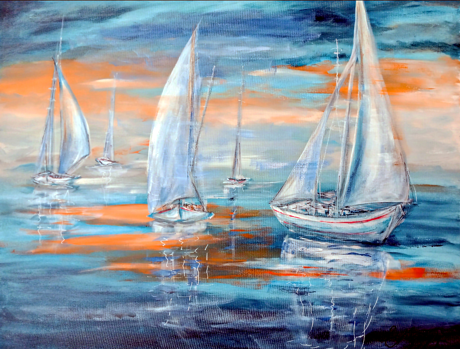 Segelboote bei Sonnenuntergang