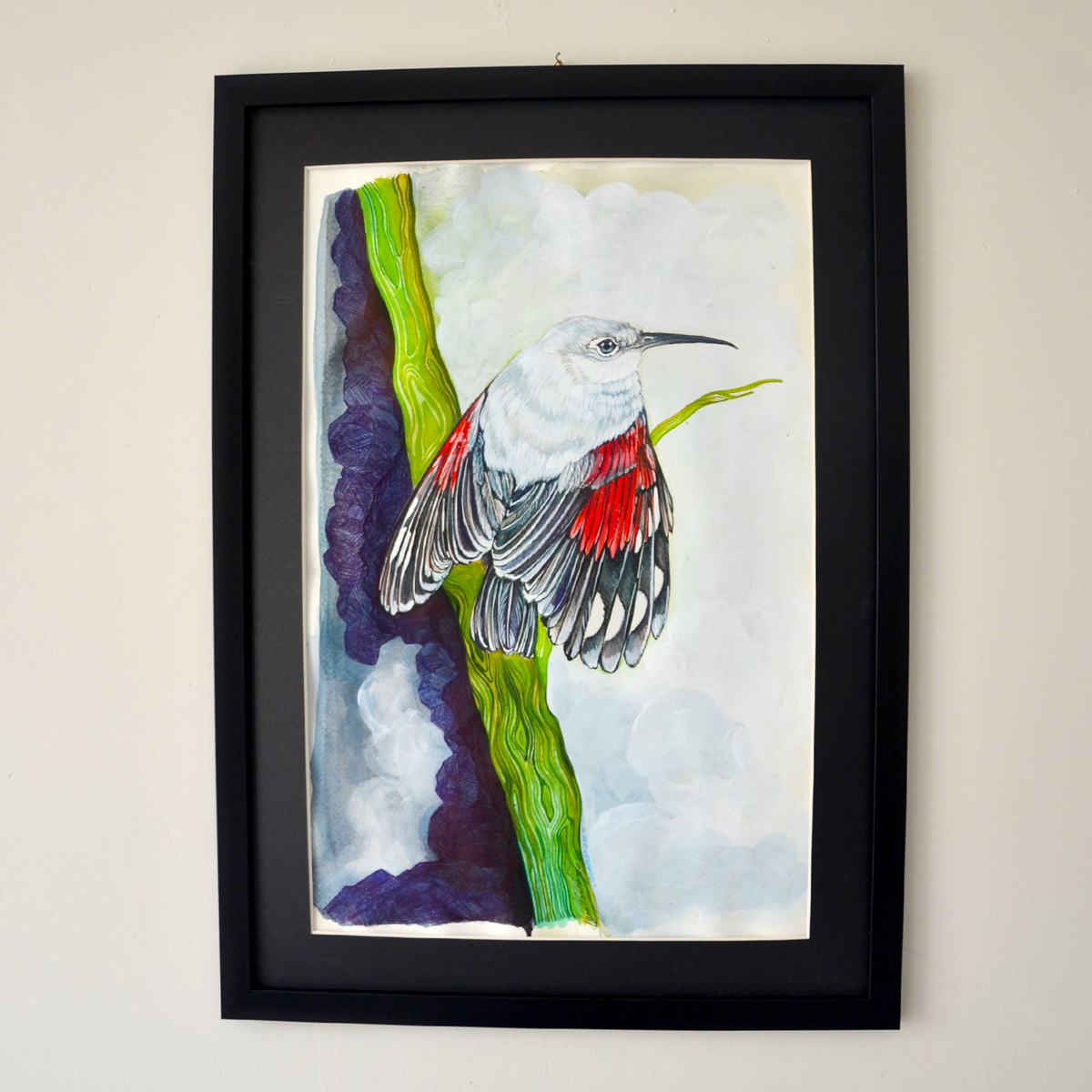 Butterfly Bird - Tichodroma - Original Art Work Painting