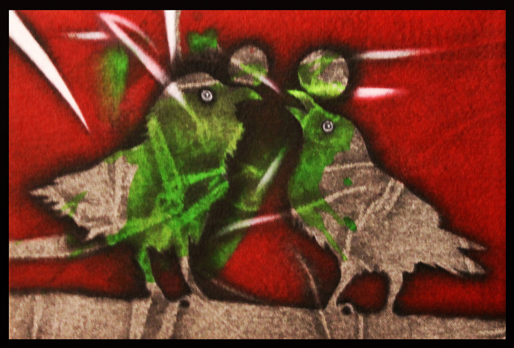 Twin Parrots and Expressionist Background