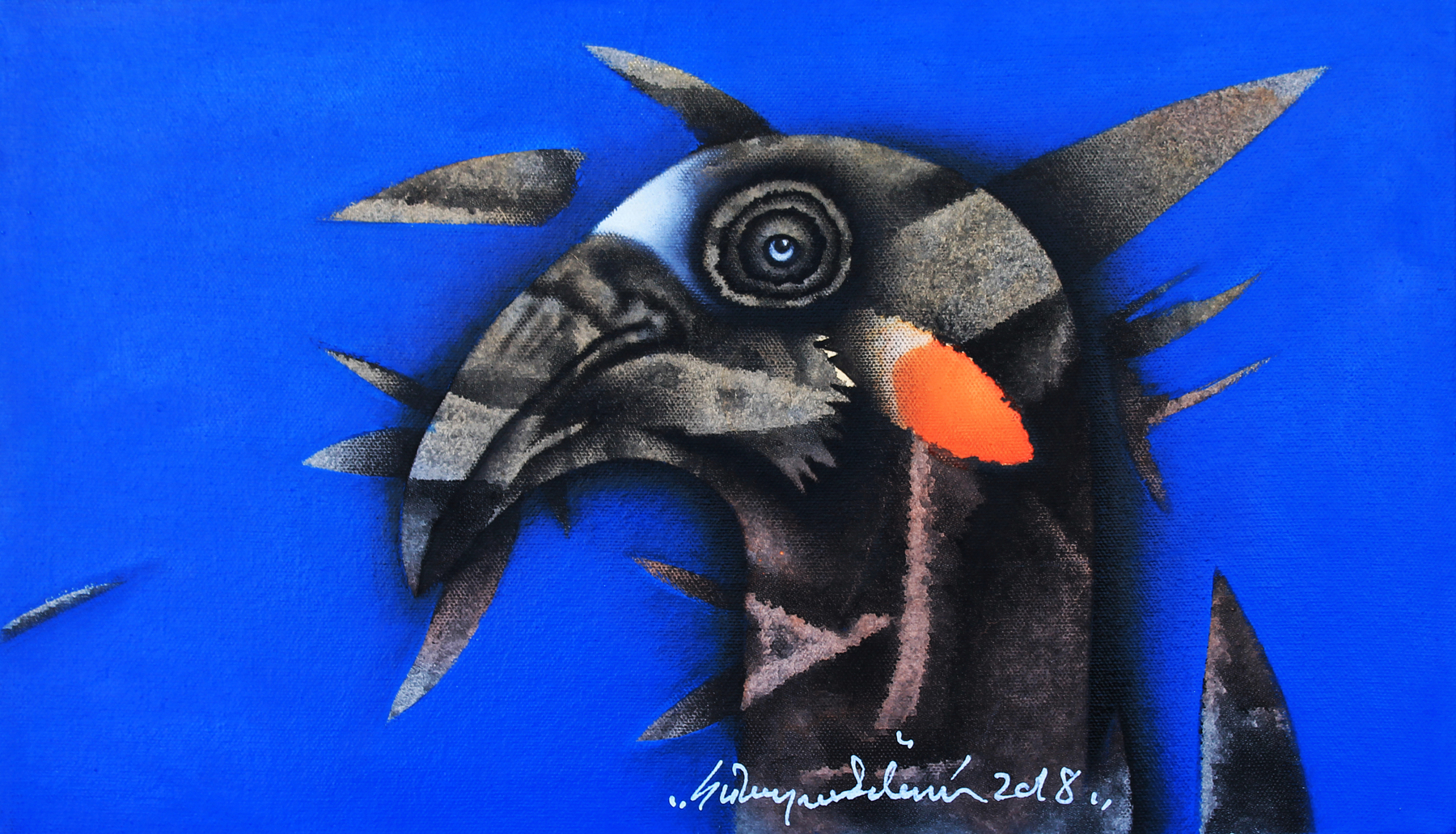 Figura Astratta su Sfondo Blu