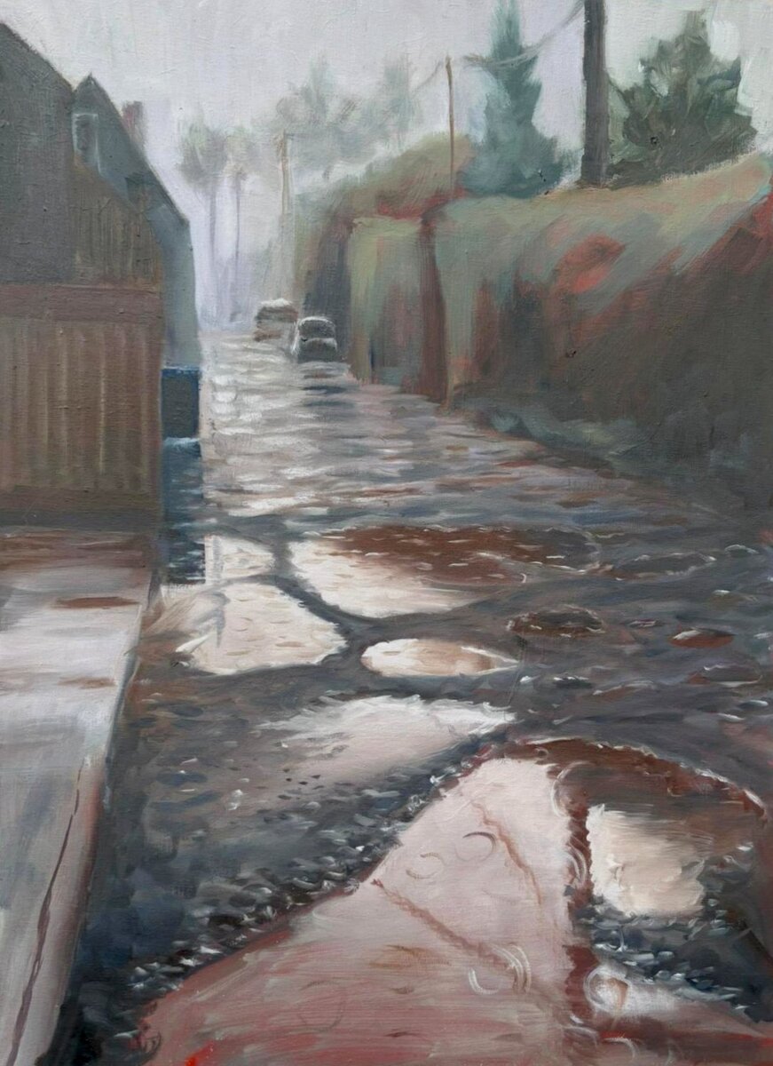 Strada sotto la pioggia