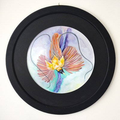 Bird of Paradise (paradisaea)- Round Framed Original Artwork Painting