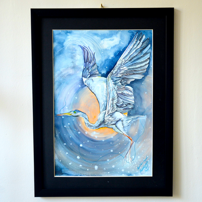 Flying to the Blues | Framed Original Artwork Painting