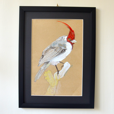 Red-Crested Cardinal Bird - Original Artwork Painting
