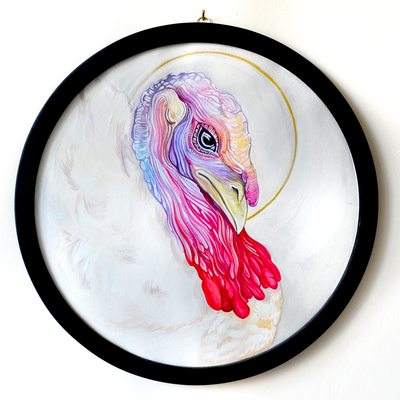 White Turkey Bird Portrait