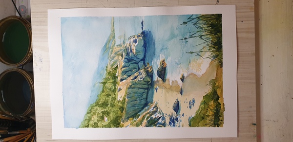 Paysage à l'aquarelle