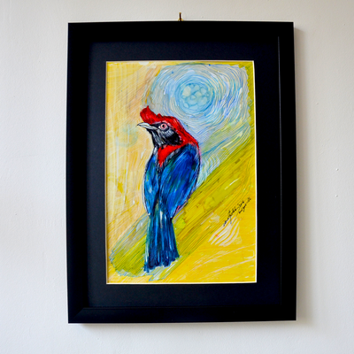 Oiseau Grenat de Malaisie - Œuvre d'Art Originale Tableau