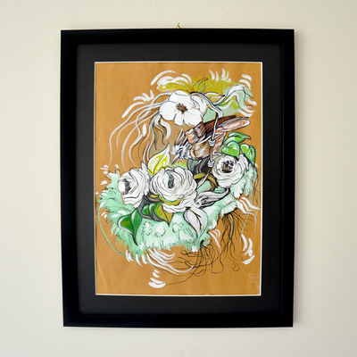 L'Oiseau qui Fait Fleurir | Collection Spéciale | Œuvre d'Art Originale Tableau