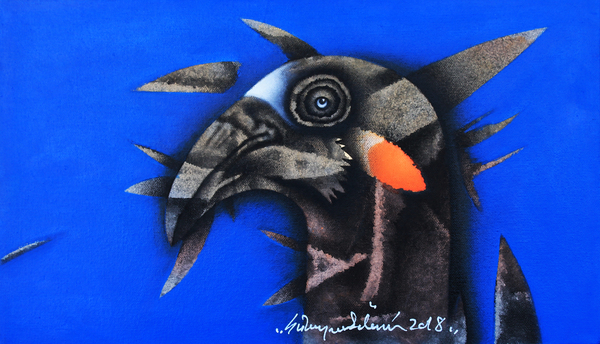 Figura Astratta su Sfondo Blu