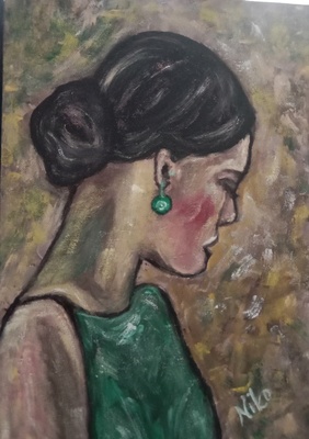 Ritratto di Donna con Orecchini Verdi